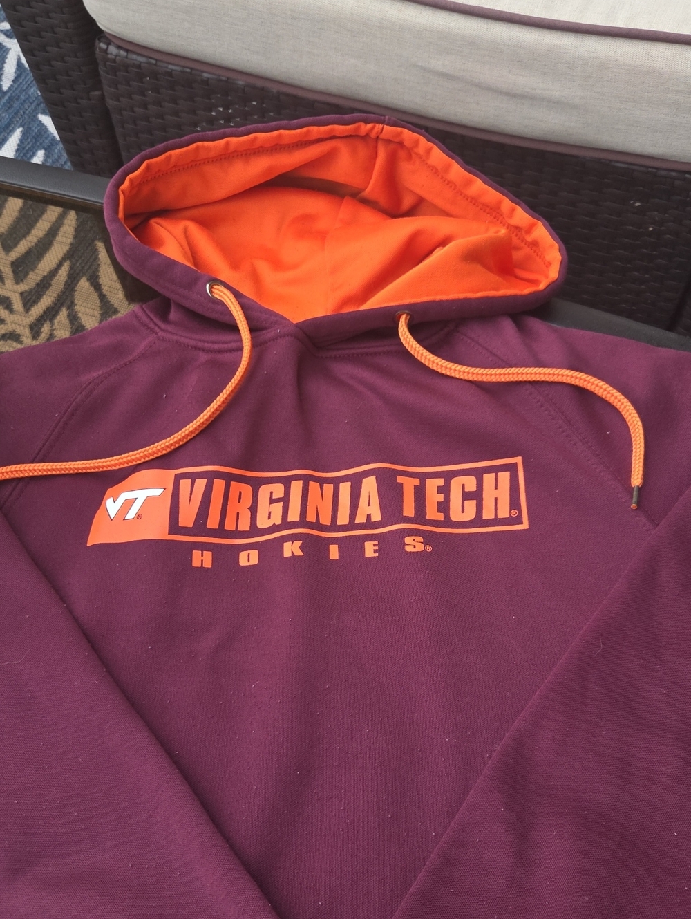 Virginia Tech Hokies Maroon & Orange Hoodie, Small, Great Condition
